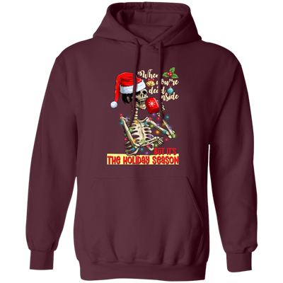 Skeleton When You're Dead Inside, Christmas Lights Pullover Hoodie