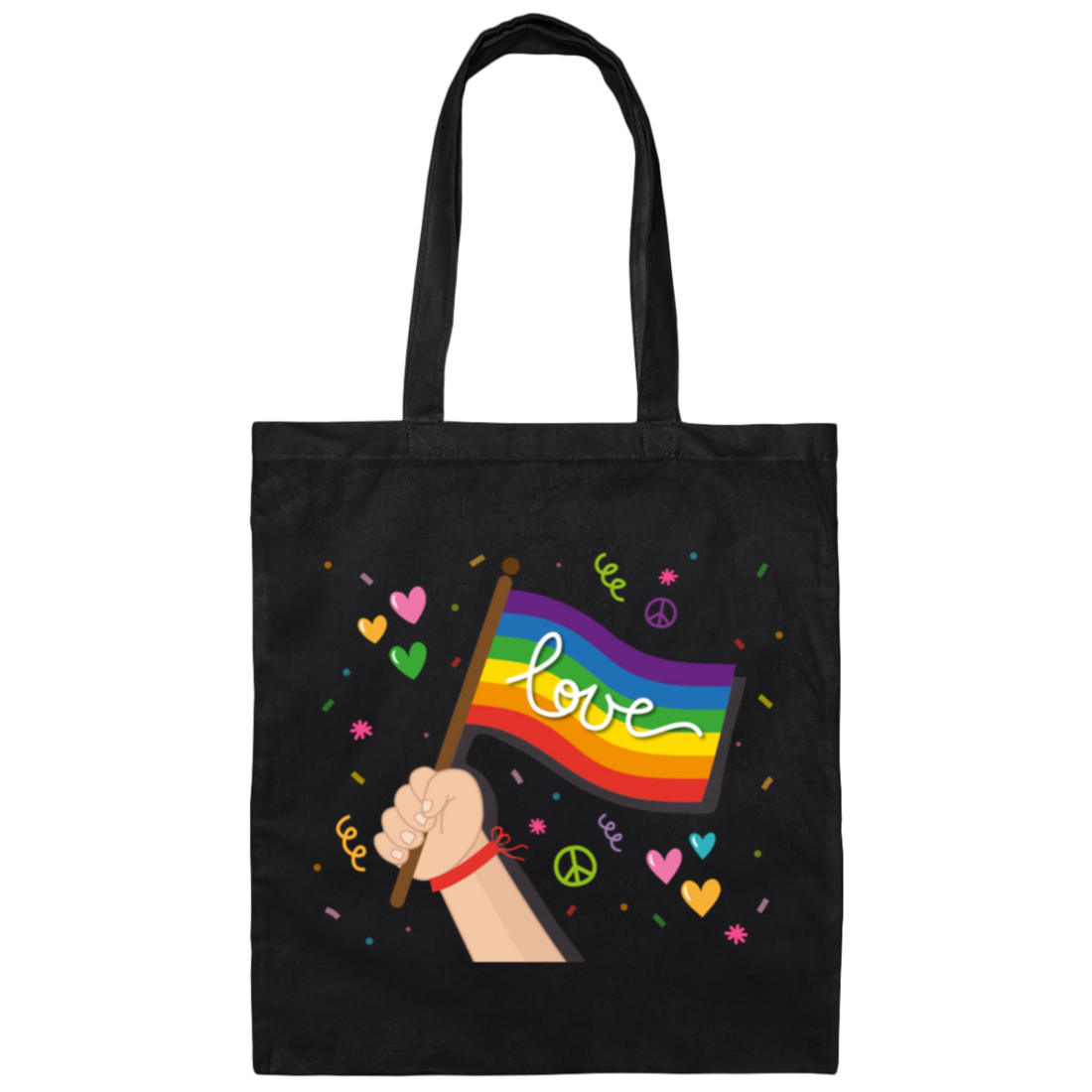 Pride Month, LGBT Gifts, LGBT Flag, Love And Peace Canvas Tote Bag