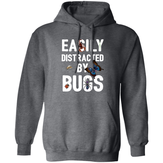 Easily Distracted By Bugs, Butterfly And Spiders Pullover Hoodie