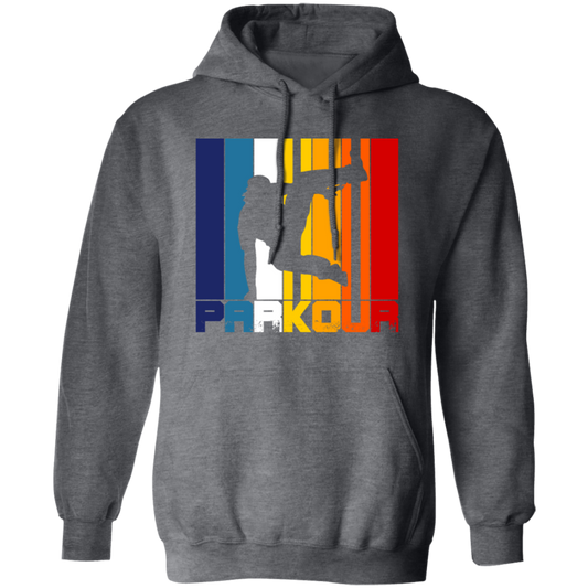 Retro Parkour Jumping, Birthday Gift, Free Running, Climbing Movement Pullover Hoodie