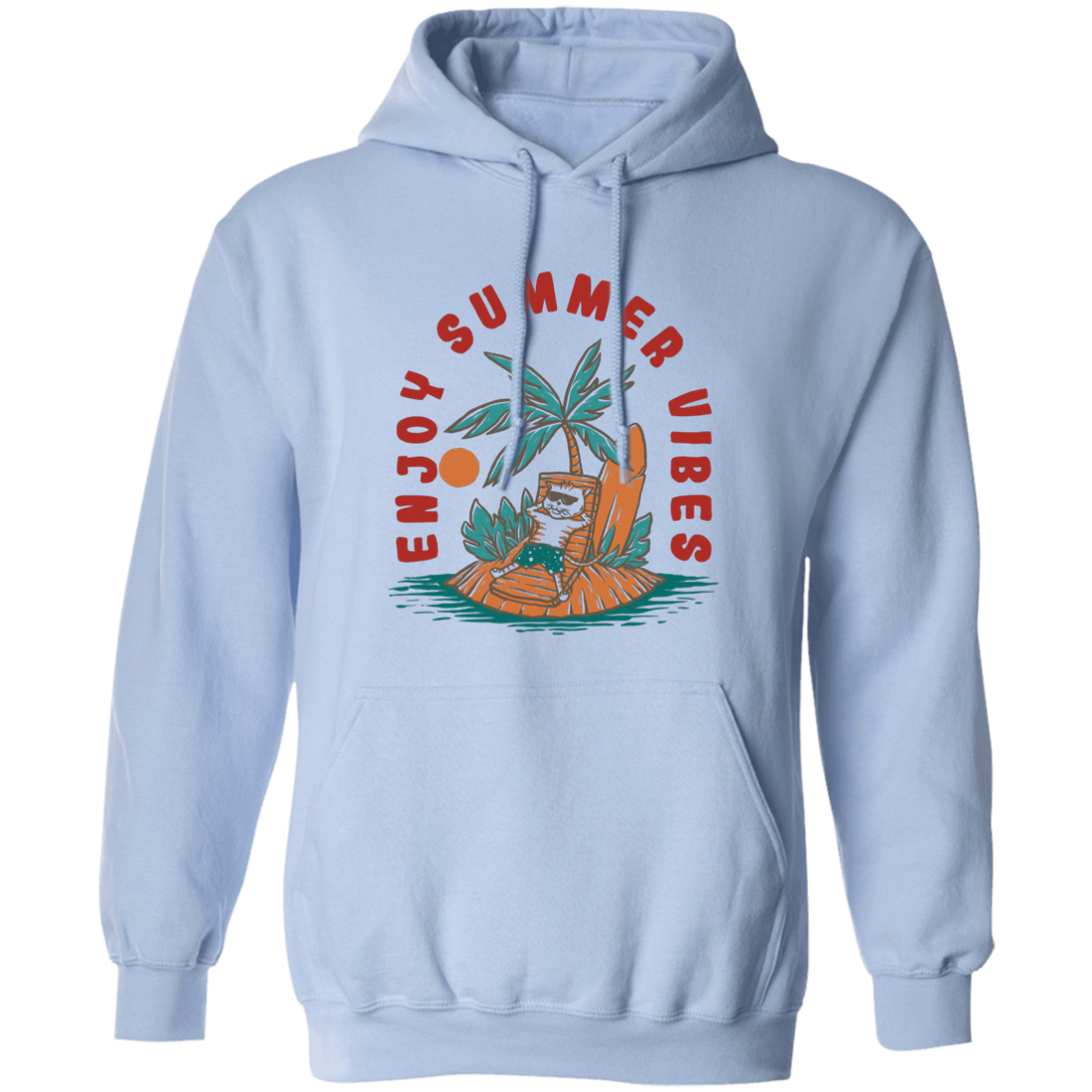 Enjoy Summer Vibes, Relax On Hawaii, Palm Tree Oasis Pullover Hoodie