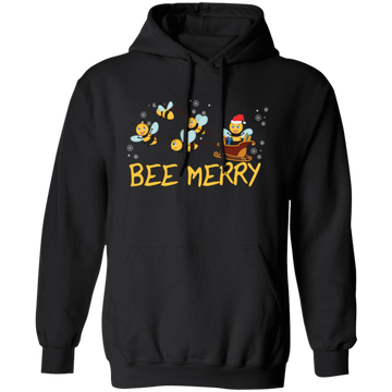 Bee Merry, Cute Bee, Funny Bee, Bee Christmas, Merry Christmas, Trendy Christmas Pullover Hoodie