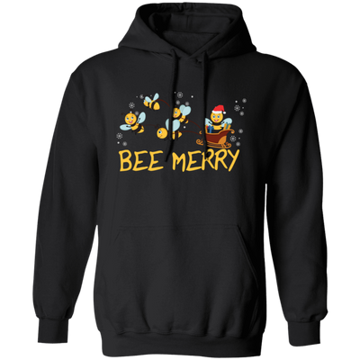 Bee Merry, Cute Bee, Funny Bee, Bee Christmas, Merry Christmas, Trendy Christmas Pullover Hoodie