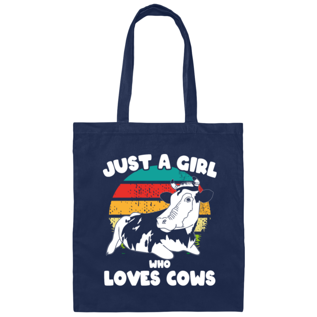 Cow Retro, Just A Girl Who Loves Cows, Scottish Highland Canvas Tote Bag