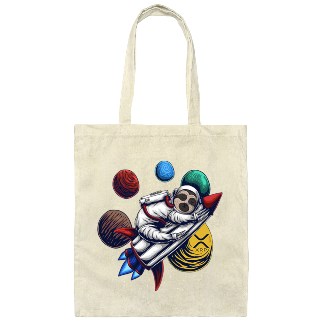 Funny Sloth Astronaut To The Moon Cryptocurrency Canvas Tote Bag