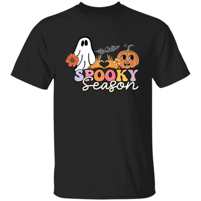 Spooky Season, Groovy Halloween, Boo And Bat Unisex T-Shirt