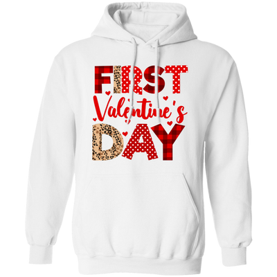 First Valentine's Day, Cute Valentine, Heart Pattern Pullover Hoodie