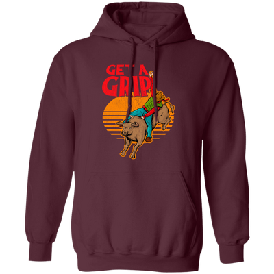 Bull Riding, Get A Grip, Funny Bull, Riding Pun, Best Bull Lover Pullover Hoodie