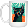 Meowing Love Gift, Cat In Retro Style, Lovely Cat, Funny Cat Poster White Mug