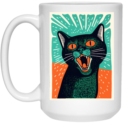 Meowing Love Gift, Cat In Retro Style, Lovely Cat, Funny Cat Poster White Mug