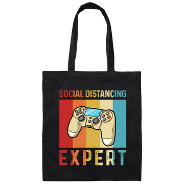 Retro Social Distancing Expert Funny Video Game Canvas Tote Bag
