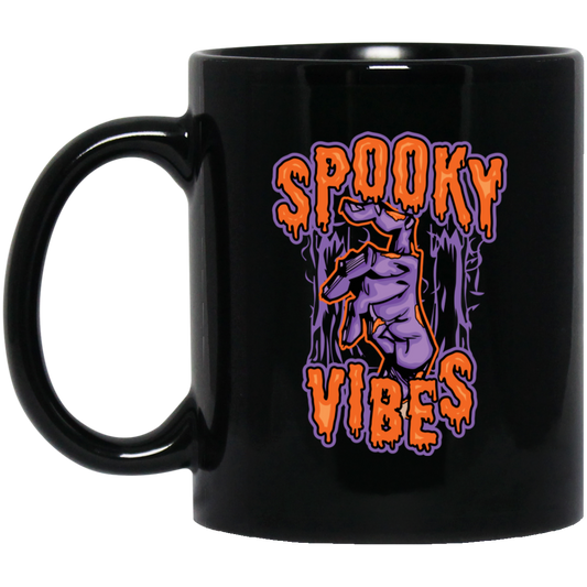 Spooky Vibes, Halloween Party, Halloween Holiday Black Mug