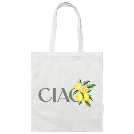 Ciao Lemon, Italian Lemon, Botanical Language, Language Lover, Cottagecore Ciao Canvas Tote Bag