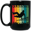 Parkour, Retro Surfing Player, Surfer, Surfing Team Black Mug