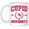 Cupid University, Est 1415, Pink Glitter Cupid, Glitter Valentine, Valentine's Day, Trendy Valentine White Mug