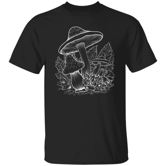 Aesthetic Mushroom, Cottagecore Design, Mushroom Lineart white Unisex T-Shirt