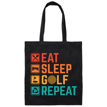 Eat Sleep Golf Repeat, Golfing, Golf, Retro Golf, Legendary Golf Canvas Tote Bag