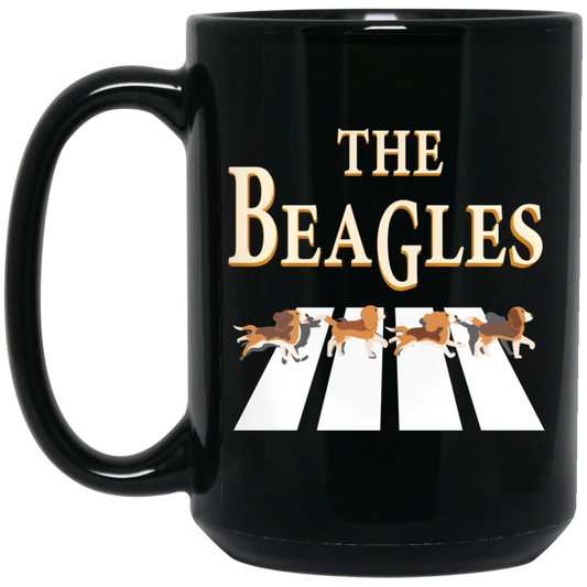 The Beagles, Dogs Hunt Bunnies, 4 Dogs, Beagle Dogs Black Mug