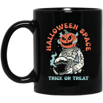 Halloween Space, Trick Or Treat, Astronaut Halloween Black Mug