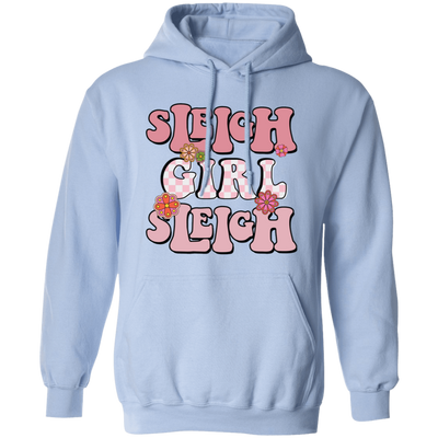 Sleigh Girl Sleigh, Pinky Sleigh, Groovy Sleigh, Pink Christmas Pullover Hoodie