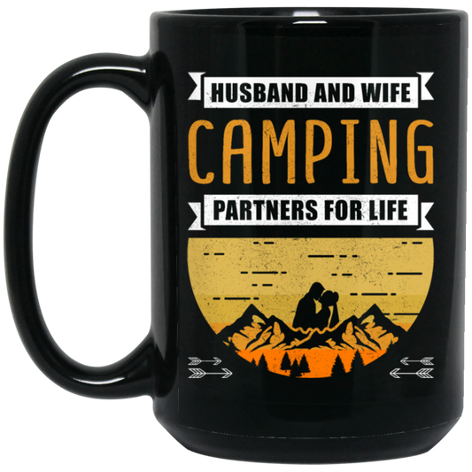 Husband And Wife Camping Partners For Life Funny Happy Camp Camping Black Mug