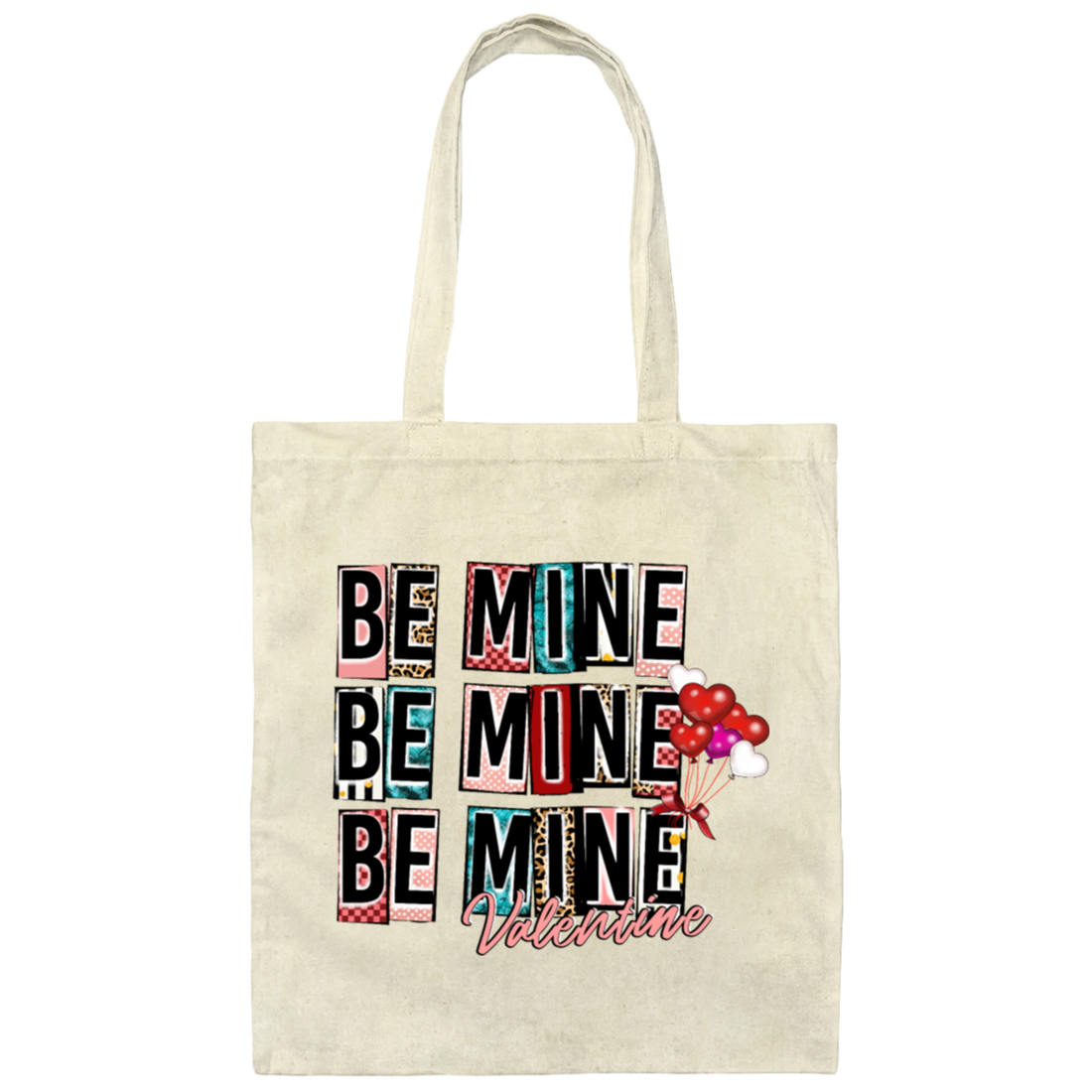 Valentine Gift Be Mine Partner Heart Balloon Canvas Tote Bag