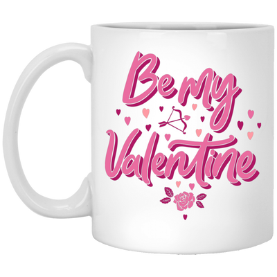 Be My Valentine, Love Valentine, Valentine Gift, Pink Heart, Valentine's Day, Trendy Valentine White Mug