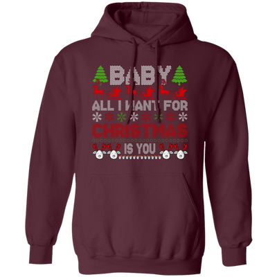 Baby, All I Want For Christmas Is You, Retro Xmas, Love Christmas, Merry Christmas, Trendy Christmas Pullover Hoodie