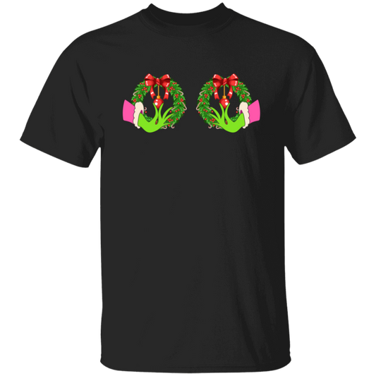 Funny Christmas, Grinch's Hands On The Boobs, Merry Titsmas, Merry Christmas, Trendy Chrismas Unisex T-Shirt