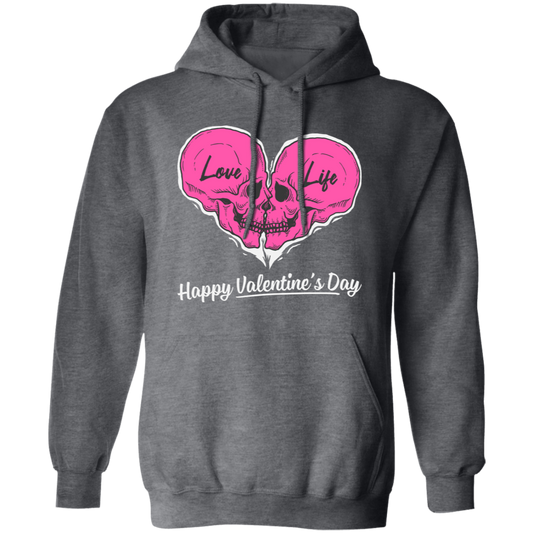 Love Life, Happy Valentine's Day, Skull In Heart Shape, Trendy Valentine Pullover Hoodie