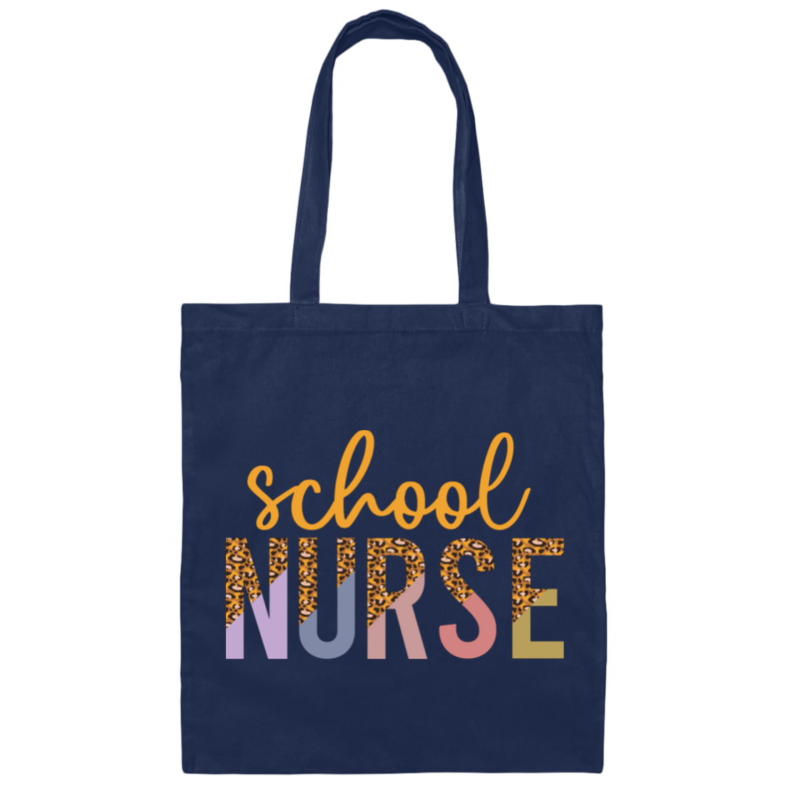 School Nurse, Leopard Nurse, Love Nurse, Leopard School Canvas Tote Bag
