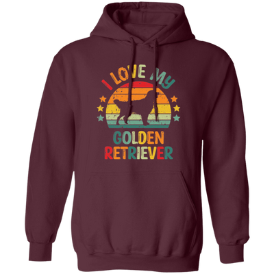 I Love My Golden Retriever, Retro Golden, Golden Silhouette Pullover Hoodie