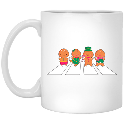 Gingerbread Walking, Love Christmas, Road Crossing White Mug