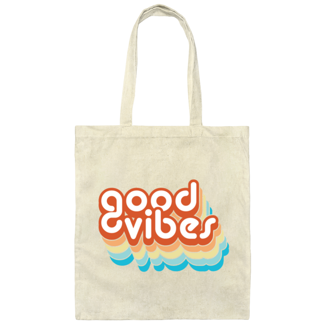 Vintage Colorful Rainbow Retro Good Vibes Gift Canvas Tote Bag