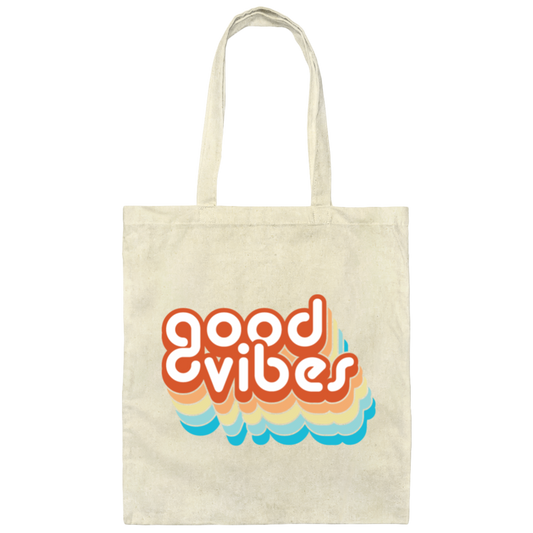 Vintage Colorful Rainbow Retro Good Vibes Gift Canvas Tote Bag
