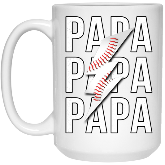 Papa Gift, Baseball Lover Gift, Love Baseball Gift, Papa Baseball Gift White Mug