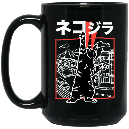 Cute Japanese Cat, Cat Zilla, Neko Harajuku, Love Kawaii Cat, Love Anime Black Mug