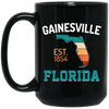 Gainesville, Florida, EST 1854, Retro Florida, American State Black Mug