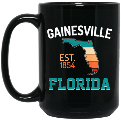 Gainesville, Florida, EST 1854, Retro Florida, American State Black Mug