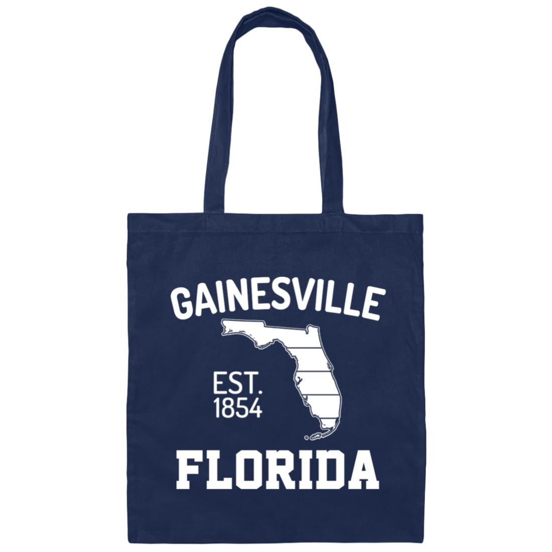 Gainesville, Florida, EST 1854, Florida Silhouette, American State Canvas Tote Bag