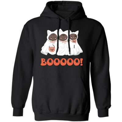 Boo Cat, Cute Boo, Cute Cat, Happy Cat, Happy Halloween Pullover Hoodie