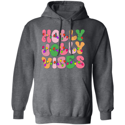 Holly Jolly Vibes, Light Bulb, Xmas Bulb, Holly Jolly Christmas Pullover Hoodie