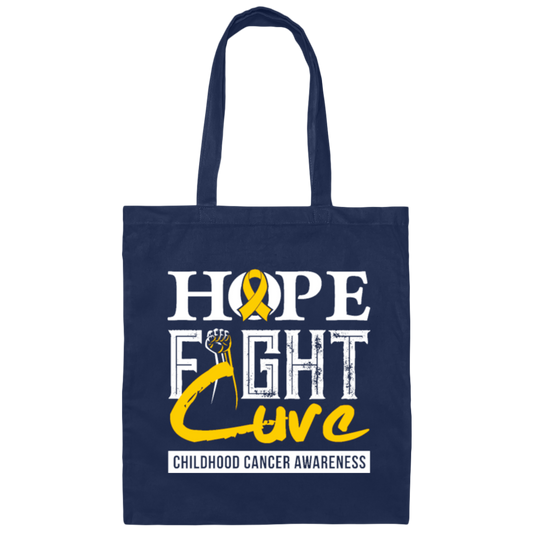 Childhood Cancer Awareness, Hope Fight Cuve, Healing Childhood Canvas Tote Bag