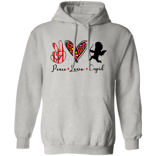 Peace Love Cupid, Leopard Heart, Cupid Lover, Valentine's Day, Trendy Valentine Pullover Hoodie