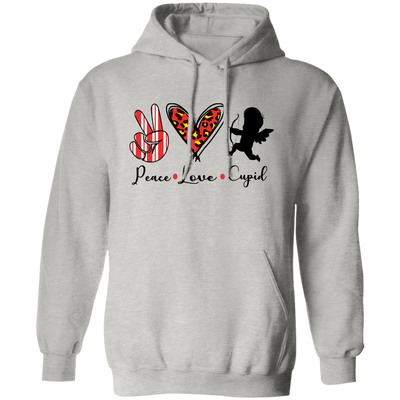 Peace Love Cupid, Leopard Heart, Cupid Lover, Valentine's Day, Trendy Valentine Pullover Hoodie