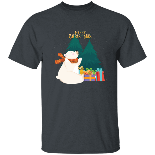 Cute Bear In Christmas, White Bear, Snow Bear, Merry Christmas, Trendy Christmas Unisex T-Shirt