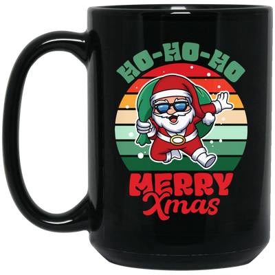 Ho Ho Ho Merry Xmas, Retro Christmas, Funny Santa, Merry Christmas, Trendy Christmas Black Mug