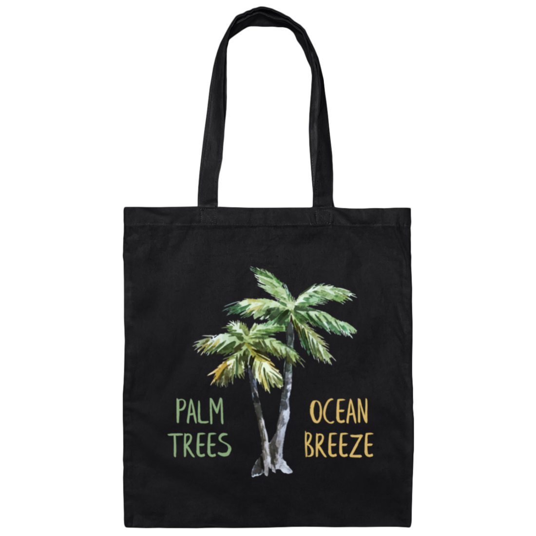 Beach, Palm Tree And Ocean Breeze. Great Summer With Beach Canvas Tote Bag
