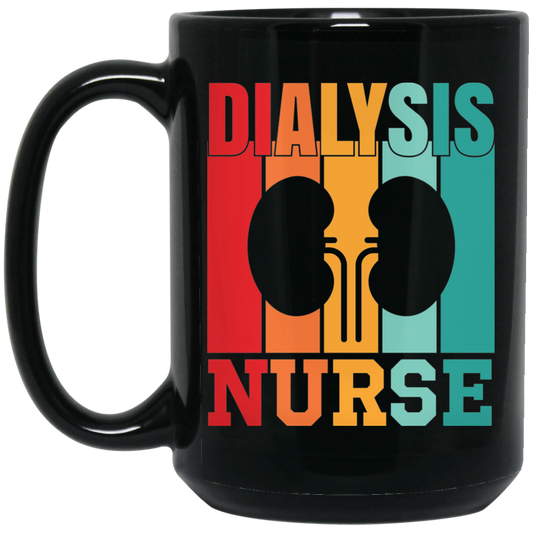 Dialysis Nurse, Retro Dialysis, Kidney Vintage Black Mug