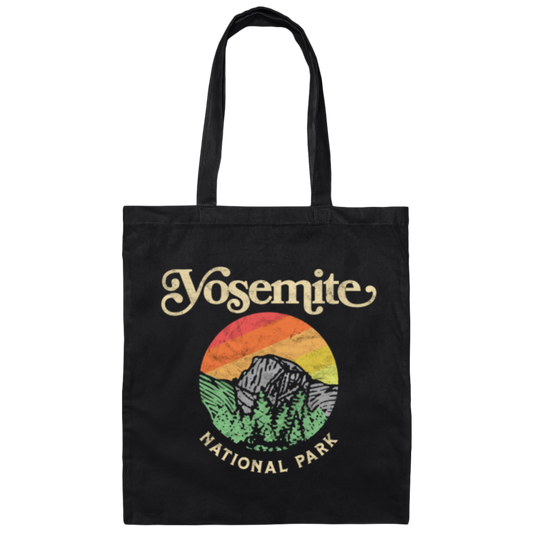 Yosemite National Park Retro Sixties Vibe Half Dome Canvas Tote Bag